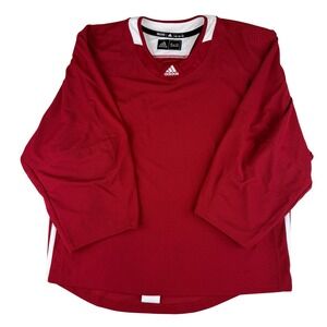 Adidas Hockey Practice Jersey Mens 54G Red White Stripe DT8383 V-Neck Mesh